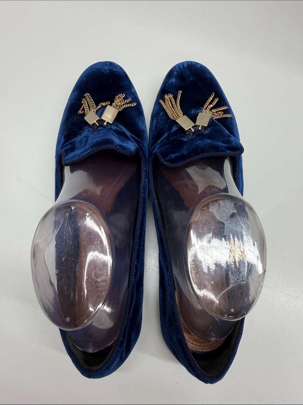 Schutz Loafers Slip On Smoking Velvet Velour Shoes Tassel Royal Blue Size 10.5 - Picture 3 of 8